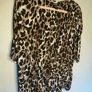 Style & Co animal print crossover top ruched elbow sleeves 2X 1X